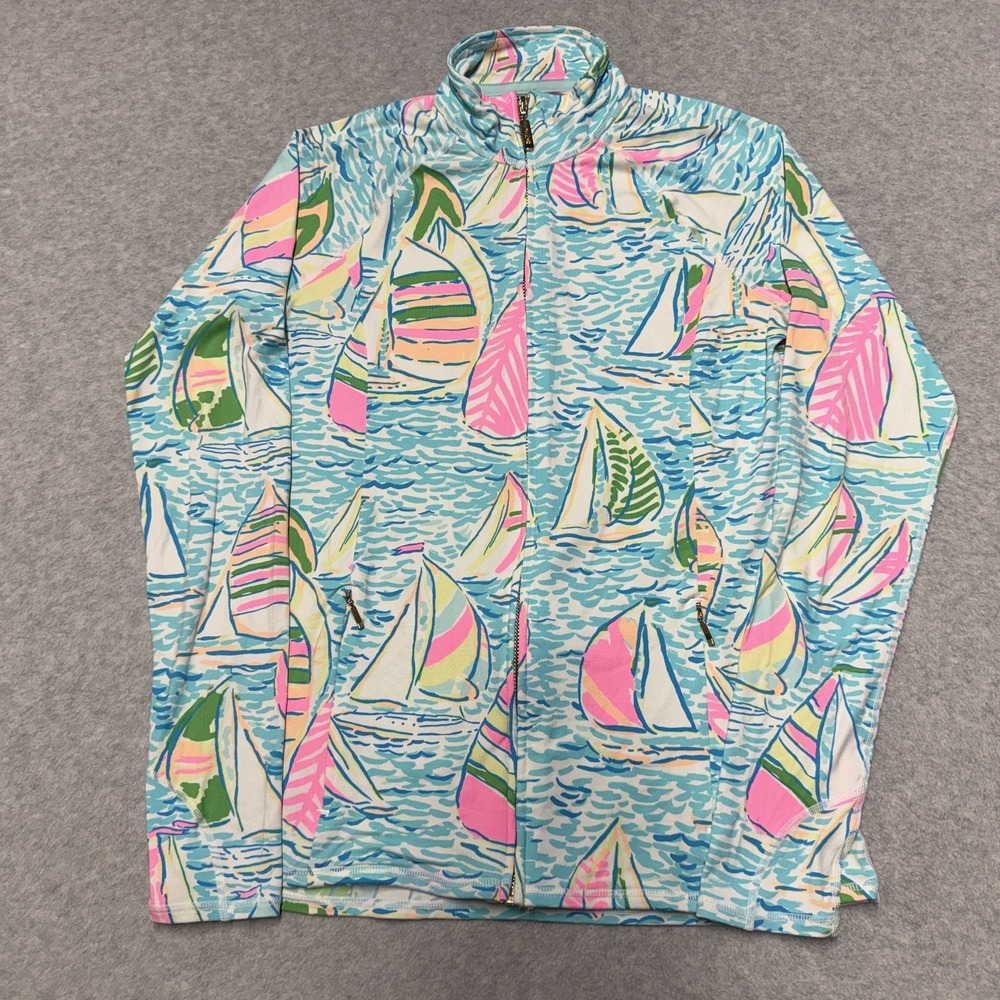 Lilly Pulitzer Luxletic Serena Jacket Womens S Blue You Gotta Regatta Full Zip